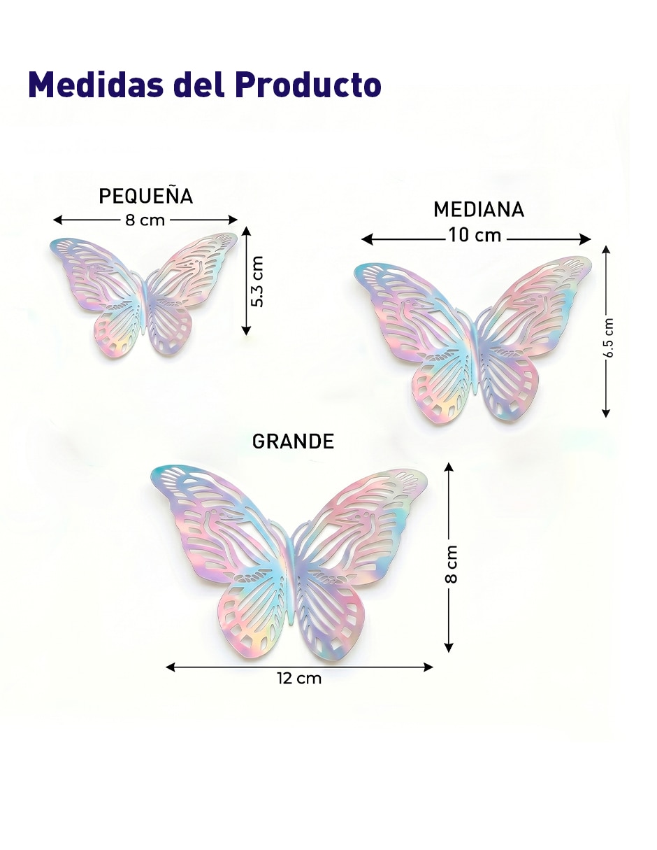 Figura decorativa de mariposa 72 Mariposas 3D 7